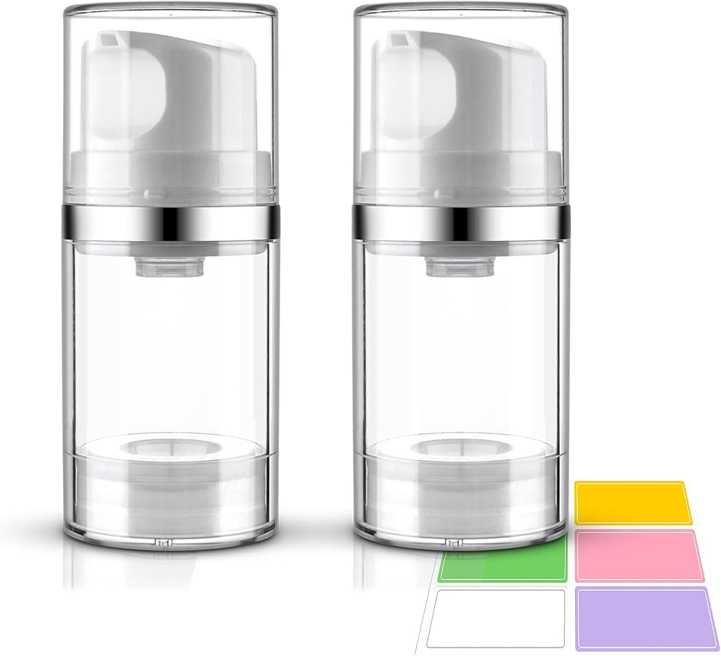 Cosywell Airless Pump Jars 1.7oz/50ml 2 Pack Pump Bottle Dispenser Empty Moisturizer airless Pump Bottles Cosmetic Pump Container Travel Pump Bottles for Toiletries Shampoo Lotion and Cream Clear