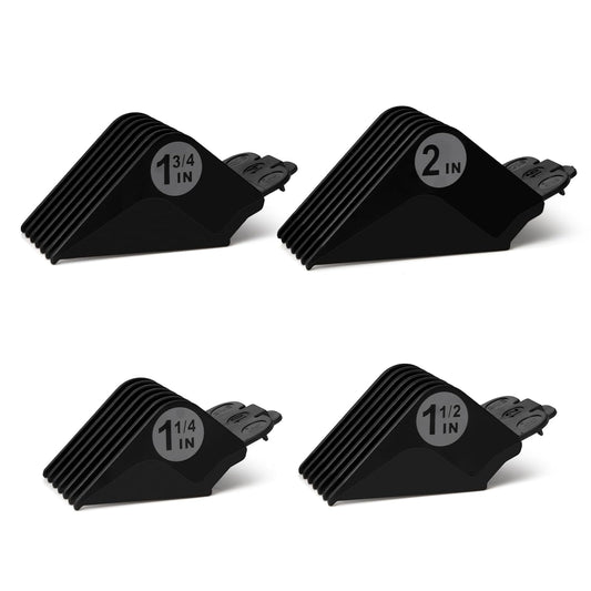 Clipper Guards Set 16 14 12 10 Compatible with Most Wahl Clippers, Clipper Guides Replacement - 1.25" to 2", 4 Piece Set, Black Color