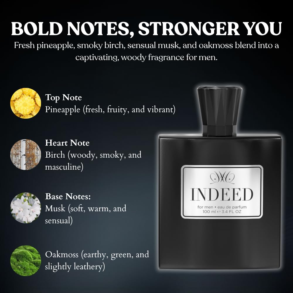 Mens Cologne - INSPIRED by A WORLD RENOWNED MEN’S PERFUME - Pineapple, Apple, Birch, Musk - Bold, Fresh, Masculine - Long-Lasting Eau De Parfum 100ml (3.4 fl oz) (Indeed 100ml)