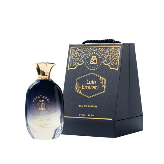 Greatness Lujo Emirati Eau de Parfum - Unisex Perfume for Men and Women - Long Lasting Luxury Fragrance with Fresh Lavender, Mint, Smooth Vanilla, Benzoin, and Deep Notes of Honey - 100 ml