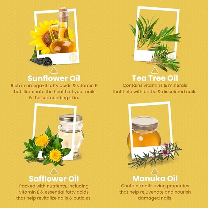 Cuticle Oil for Nails with Manuka Oil - Essential Oil for Nail Strengthener and Growth - Nail Oil Cuticle for Nail Treatment for Damaged Nails and cuticle Softener for Nails - 2 fl oz