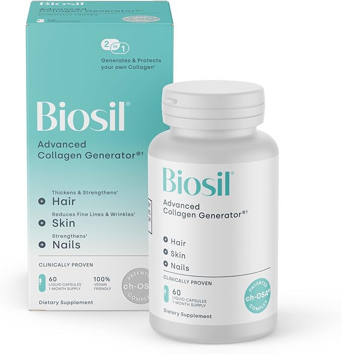 Biosil Collagen Generator - 60 Liquid Capsules - with Patented ch-OSA Complex - Generates & Protects Your Own Collagen - GMO Free - 30-Day Supply