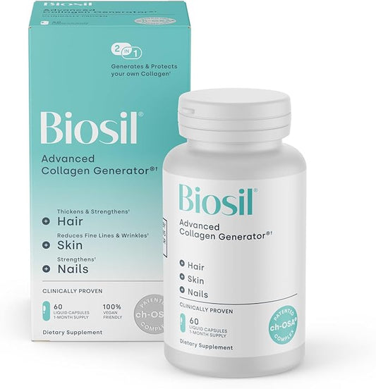 Biosil Collagen Generator - 60 Liquid Capsules - with Patented ch-OSA Complex - Generates & Protects Your Own Collagen - GMO Free - 30-Day Supply