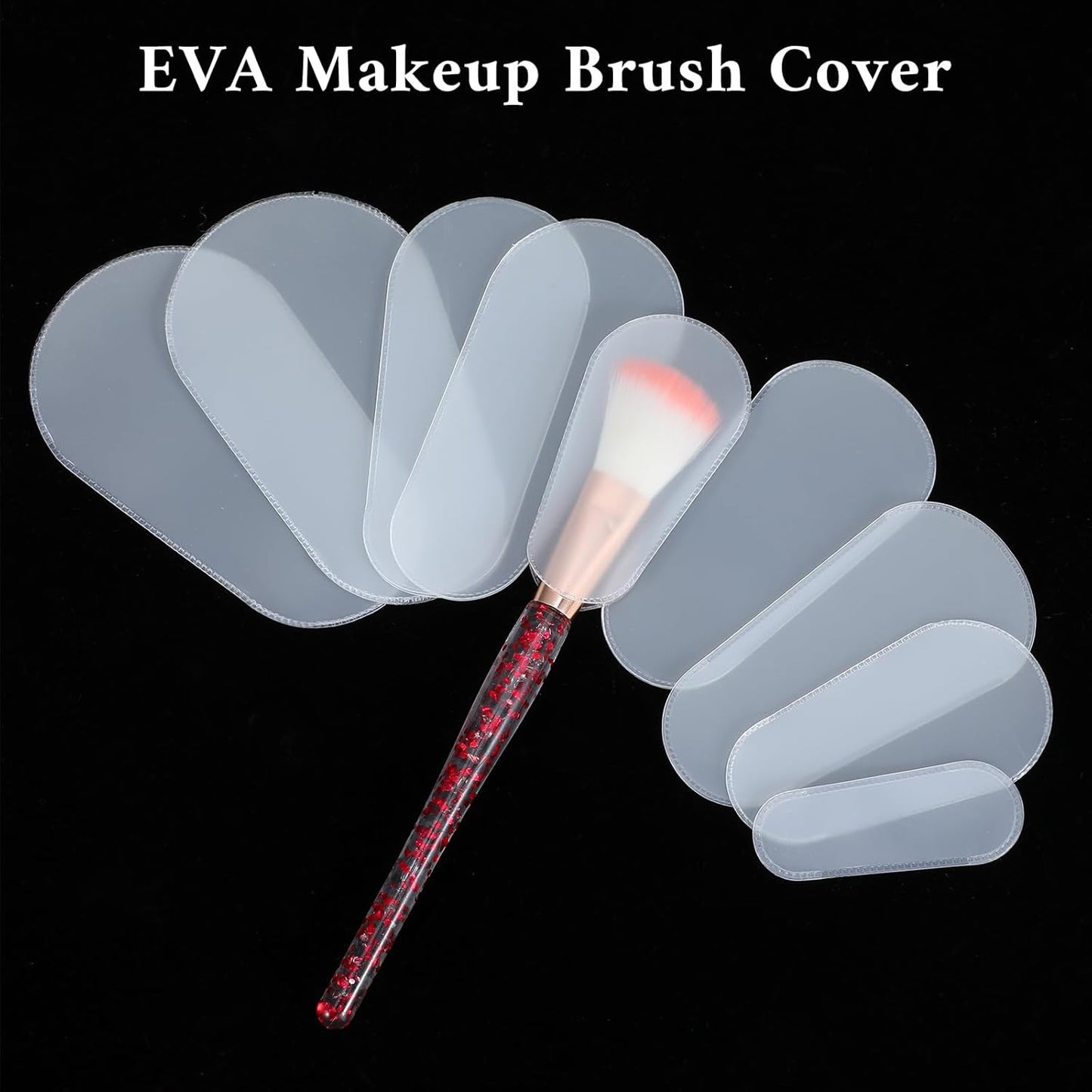 20 PCS Makeup Brush Covers, 5 Sizes Clear Plastic Protective Sleeves, Dustproof & Waterproof Cosmetic Brush Guards for Travel Storage Organizer