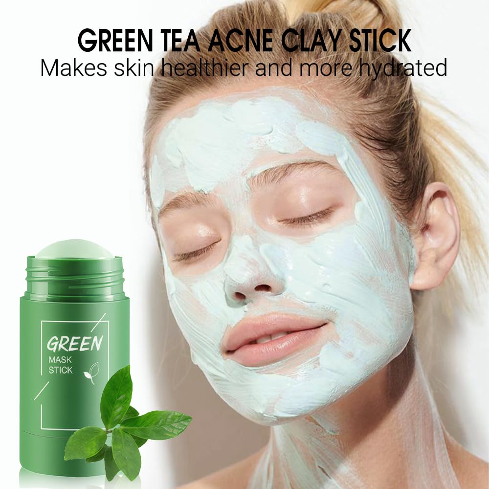 Clay Mask For Face, Blackhead Remover For Face, Deep Pore Cleansing, Moisturizing, Skincare Facial Mask for Refining Pores and Controlling Oil (Green Tea)