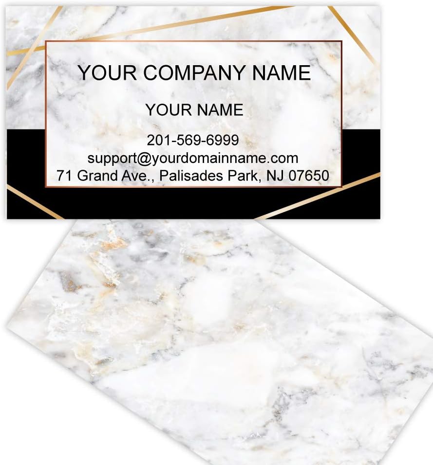 Custom Premium Business Cards 100 pcs Full color - Printed on 16pt(350gsm) or14pt (308gsm) Classic matte paper, Made in The USA (Marble Half)