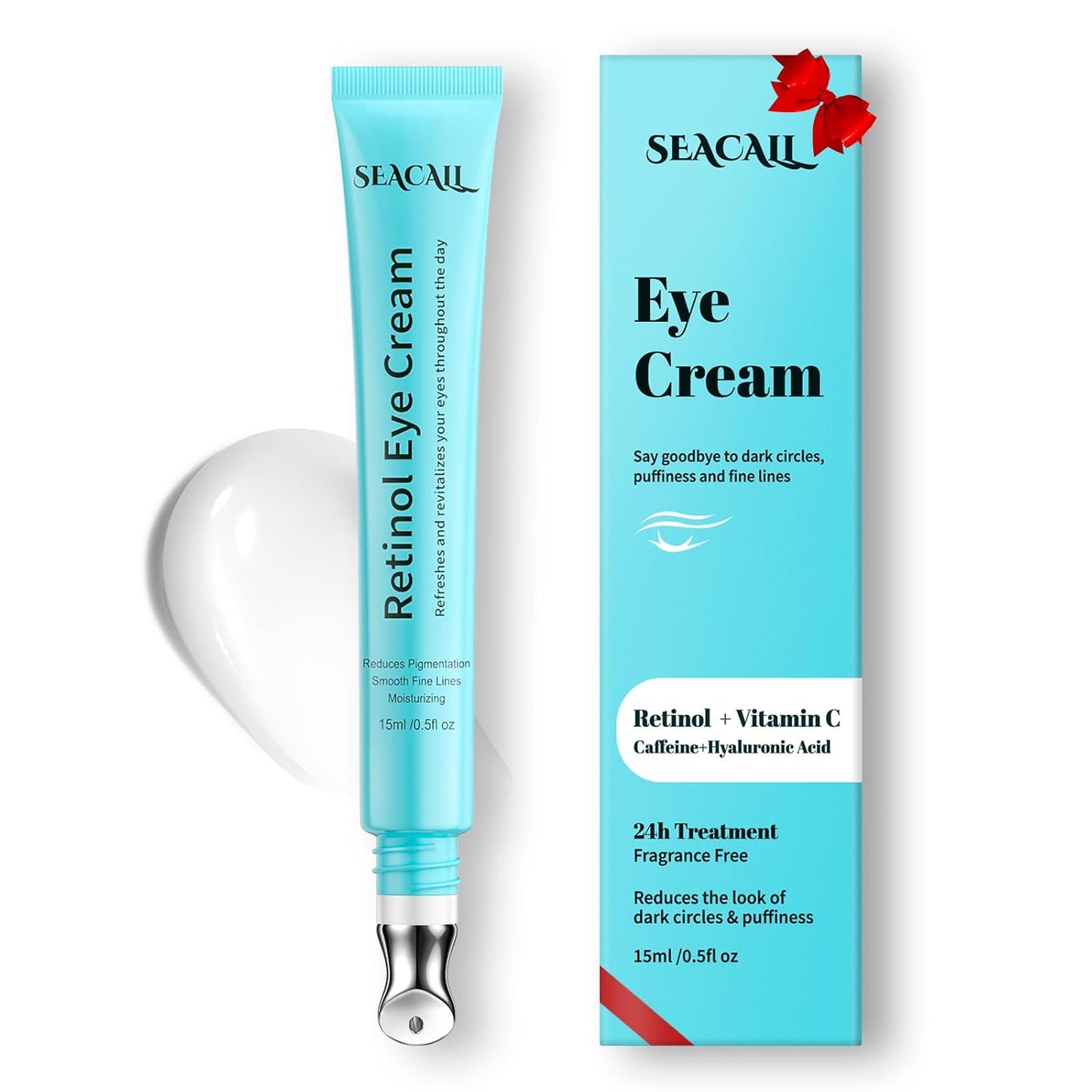 Retinol Eye Cream - Eye Serum for Dark Circles & Puffiness Anti-Aging - Under Eye Cream with Hyaluronic Acid & Caffeine to Reduce Wrinkles & Repair the Eye Area (15ml)