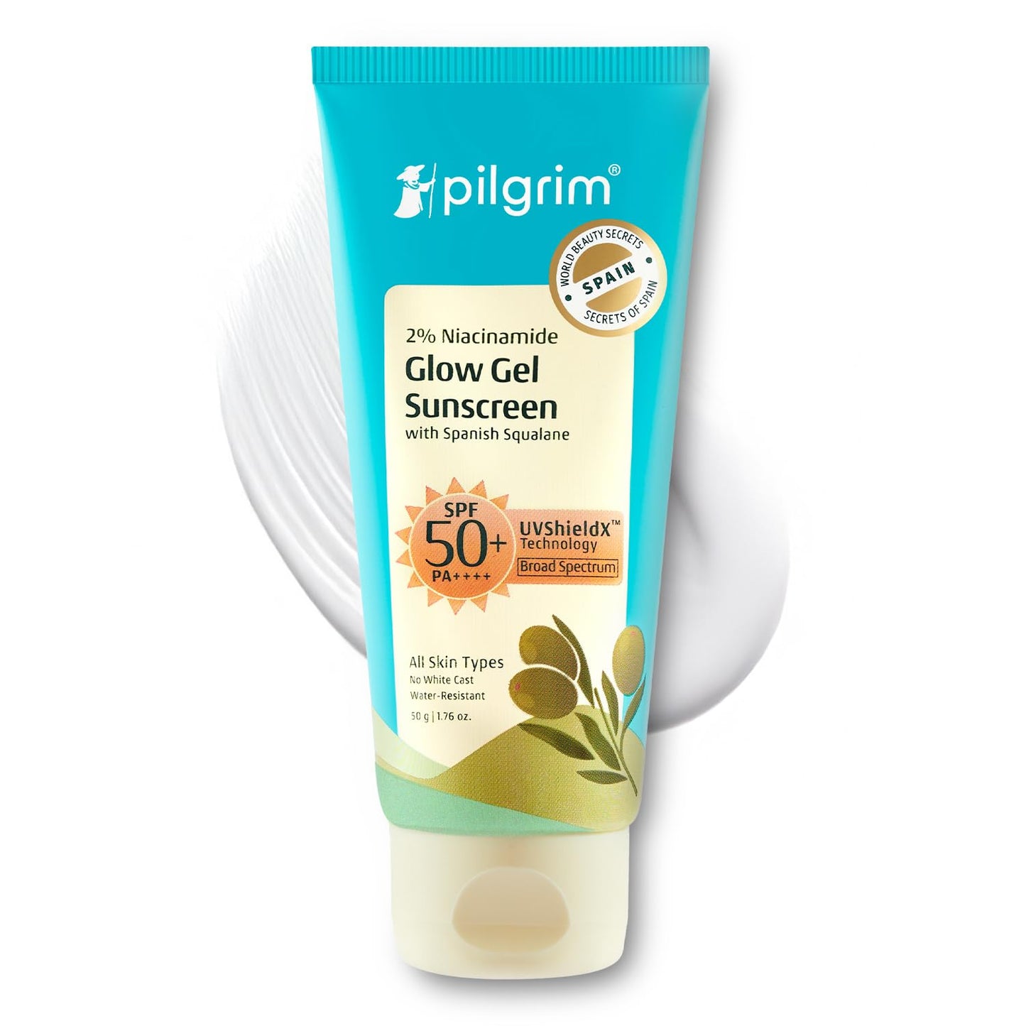 Pilgrim 2% Niacinamide Glow Sunscreen SPF 50 PA+++ | Lightweight, Hydrating & Non-Greasy | Helps Reduce Tanning & Improve Skin Tone | Suitable for Daily Use | 1.76 Oz (50gm)