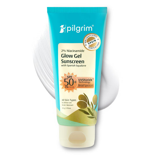 Pilgrim 2% Niacinamide Glow Sunscreen SPF 50 PA+++ | Lightweight, Hydrating & Non-Greasy | Helps Reduce Tanning & Improve Skin Tone | Suitable for Daily Use | 1.76 Oz (50gm)
