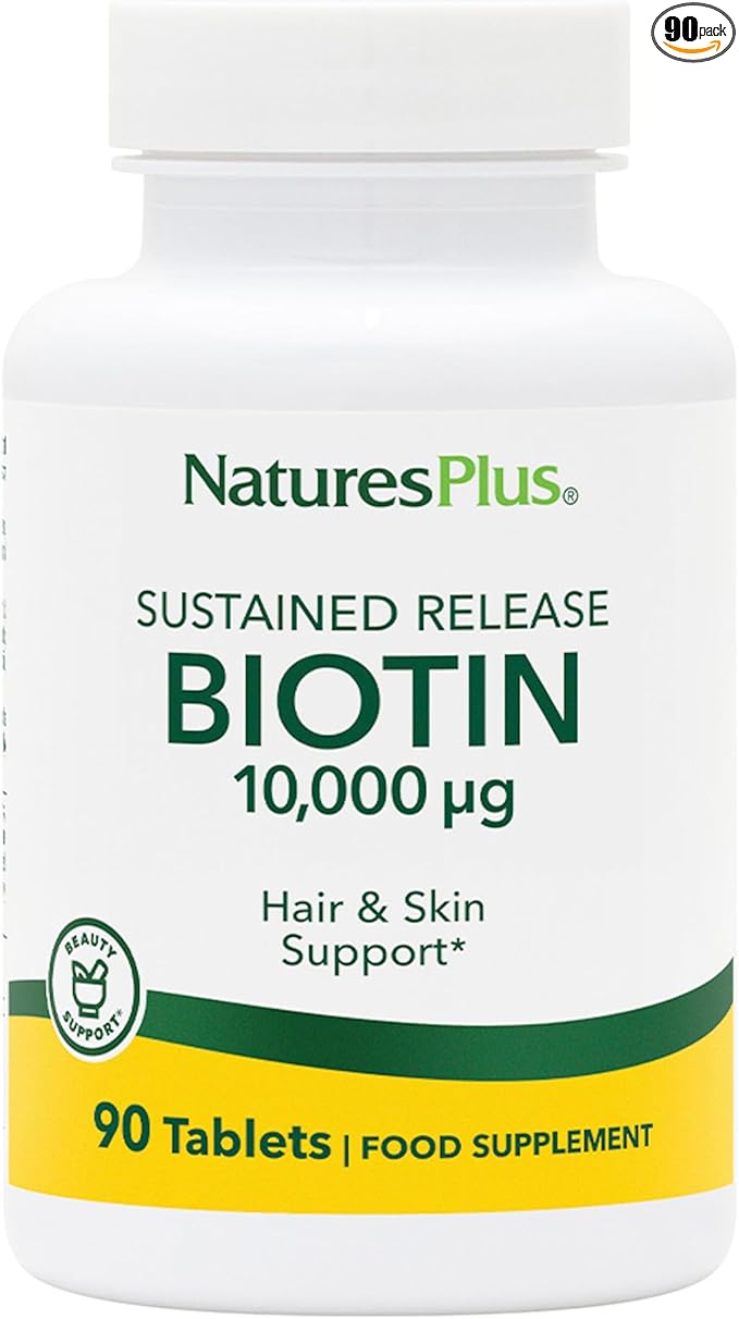 NaturesPlus Biotin, Sustained Release - 90 Tablets - Vegetarian, Gluten Free - 90 Servings