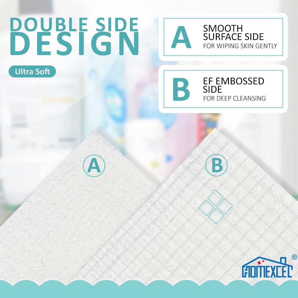 HOMEXCEL Face Towels, Disposable Face Towelette, Biodegradable Makeup Remover Dry Wipes 50 Count, Super Soft Clean Facial Towels Wash Cloth for Sensitive Skin