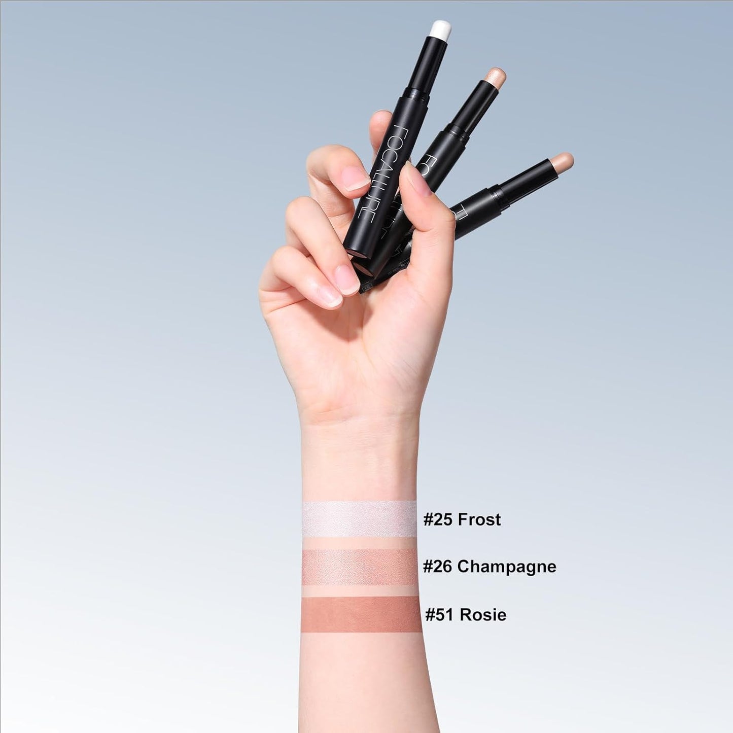 FOCALLURE 3PCS Cream Eyeshadow Stick Sets,Matte and Shimmer Eye Brightener, High Pigmented Crease-proof Pencil,Long Lasting Eye Shadow Highlighter Makeup,Starlight Pink