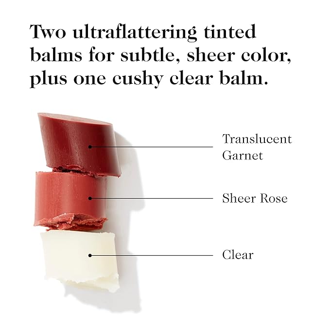 goop Beauty Lip Balm Trio | Clean Moisturizer for Chapped, Cracked & Dry Lips | Clear, Garnet, & Rose | Tinted for Sheer Color | Petroleum Free | 0.16 fl oz Each