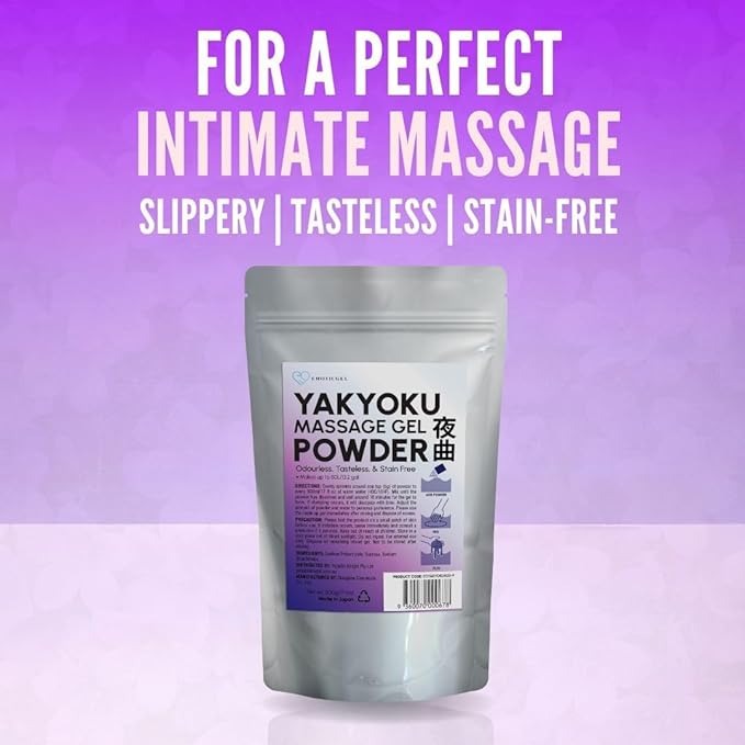 EROTICGEL Japanese Massage Gel Powder (500g) - Yakyoku Edition| Resealable Sachet | Slippery, Odorless, Tasteless, and Stain-Free | Made in Japan | Massage Powder Makes Up to 50L/13.2 gal of Gel