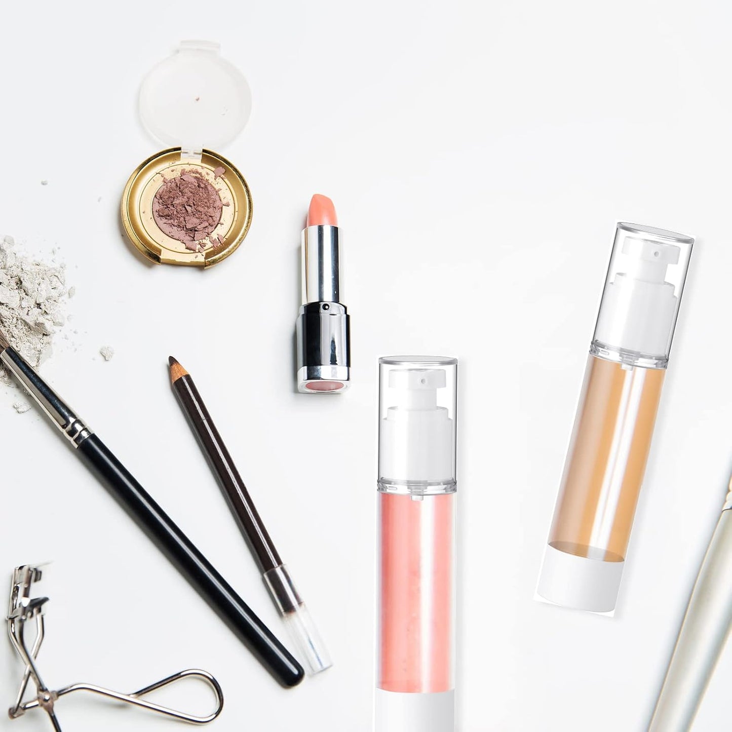 Sabary 60 Pcs Clear Airless Pump Bottles Refillable Cosmetic Travel Size Dispenser Vacuum Plastic Travel Bottles Empty Spray Pump Dispenser Liquid Toiletry Container(1.7 oz)