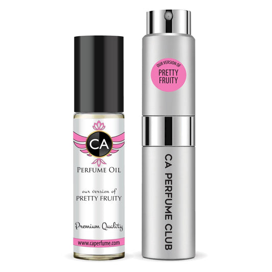 CA Perfume Duo Impression of Pretty Fruity For Women And Men Perfume Layering Set Long Lasting Travel Size EDP + Body Oil Roll-On Bottle 0.27 Fl Oz+0.33 Fl Oz