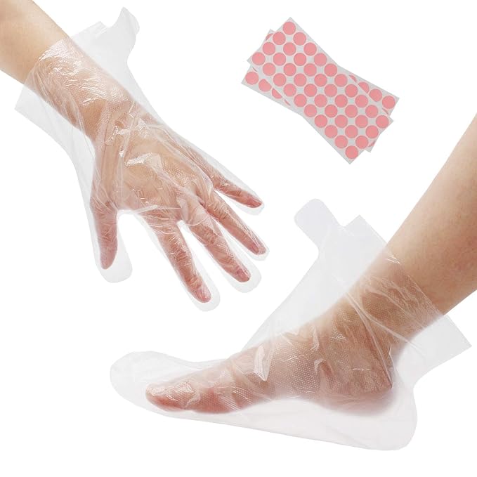Segbeauty 200pcs Paraffin Wax Bath Liners, Plastic Socks for Moisturizing, Paraffin Baths Gloves for Hand, Foot Covers Pedicure Bags for Feet Thermal Hot Wax thera-py SPA Paraffin Wax Machine