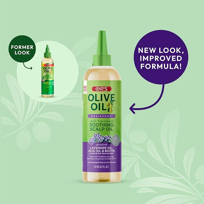 ORS Olive Oil Braidzone Soothing Scalp Oil with Lavender, Acai & Biotin for Nourishment 4.3 oz (Pack of 2)