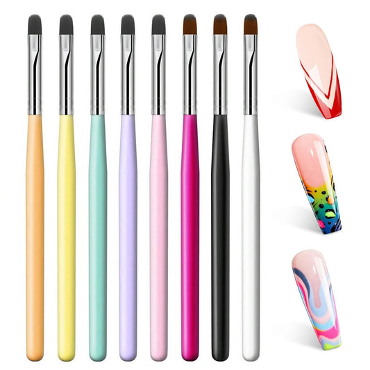 Nail Art Brushes Set,8PCS Uv Gel Nail Brush Poly Extension Gel Brush for Nail Art Nail Design Brush Gel Nail Brush for Nail Extension Nail Powder Nail Art Tips Builder Brush Nail Painting Set