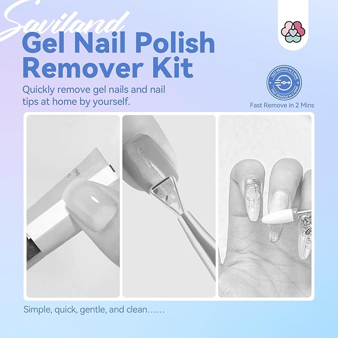 Saviland Gel Nail Polish Remover Kit and Cuticle Oil Vitamin E