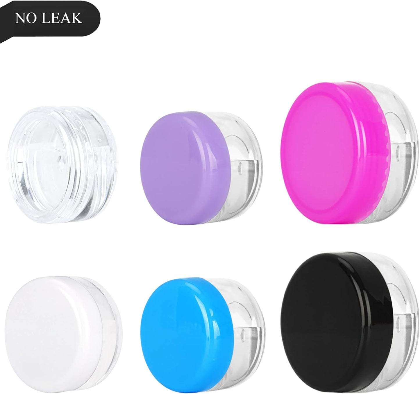 50PCS 3 Gram Sample Containers, 3ml Empty Jars with Lids, Small Cosmetic Containers, Mini Sample Jars with 4PCS Mini Spatulas for Make Up, Oils, Lotion, Powder, Paint, Jewelry, Lip Balms(Black Lid)