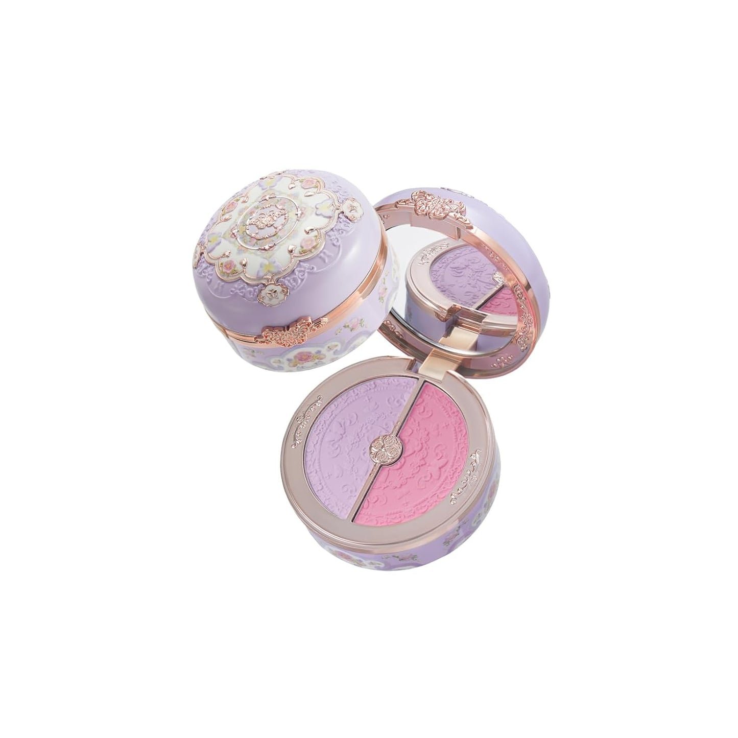 Flower Knows Butterfly Cloud Collar Rouge Box Highlighting & Blush Duo Powder,Purple Matte Finish Blush & Highlighter Palette,Buildable & Blendable Makeup for cheeks(04 Fluttering Romance)