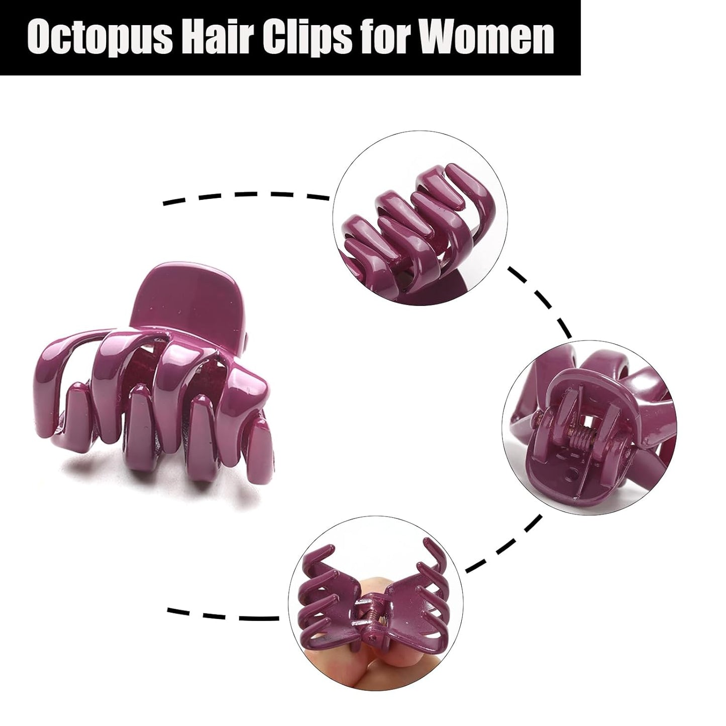 Cobahom 12 Pack Small Hair Claw Clips 1.2 Inch Plastic Hair Clips for Thin Hair No-Slip Mini Hair Clips Hair Styling Accessories for Women and Girls, Purple, Black and Green