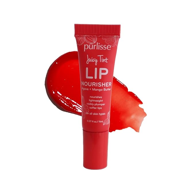 pürlisse Juicy Tint Moisturizing Tinted Lip Balm for Women - Hydrating Lip Treatment for Dry Cracked Lips - Enriched with Shea Butter & Jojoba Oil for Plumper Soft Lips - Ruby Shine (.38 oz)