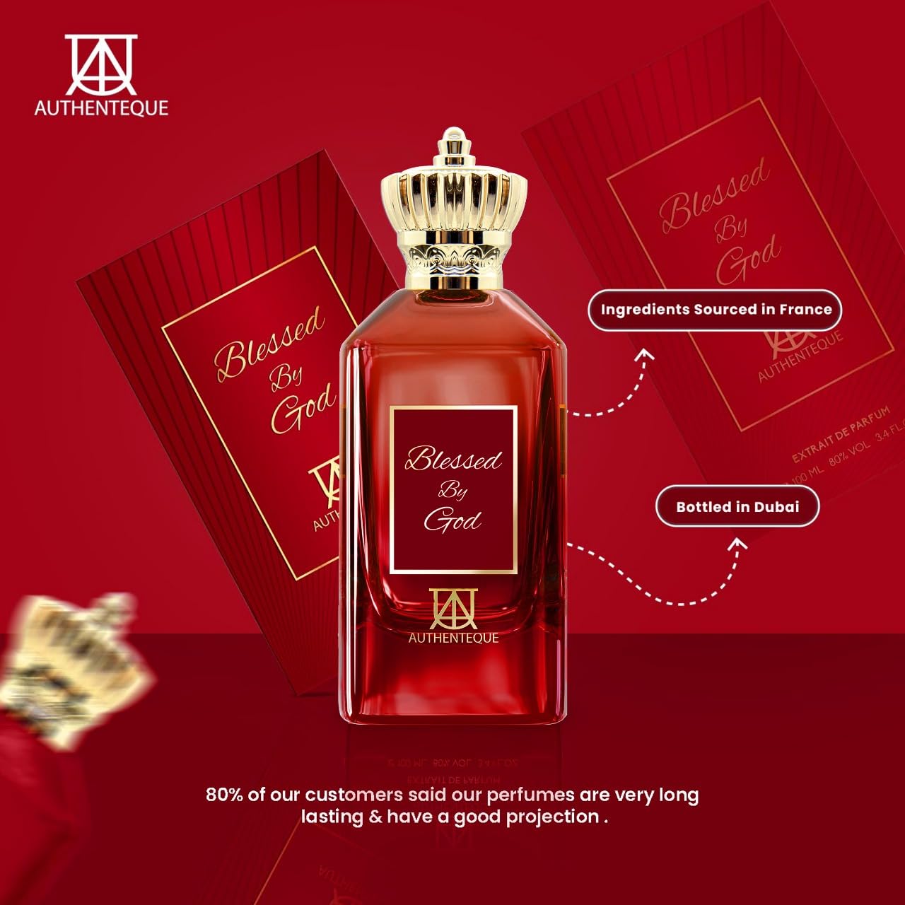 Blessed by God Unisex Perfume - Inspired by B.accarat R.ouge - Long Lasting Arabic Unisex Fragrance - 3.04oz (100ml) - Amberwood, Saffron, Jasmine & Ambergris