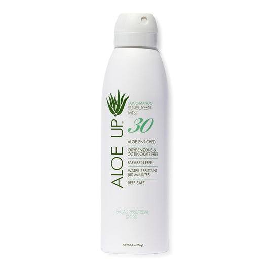 Aloe Up White Collection Sunscreen Lotion SPF 30 - Broad Spectrum UVA/UVB Sunblock for Face and Body - With Aloe Vera Gel - Alcohol-Free - Reef-Friendly - Coco-Mango Fragrance - 4 Oz
