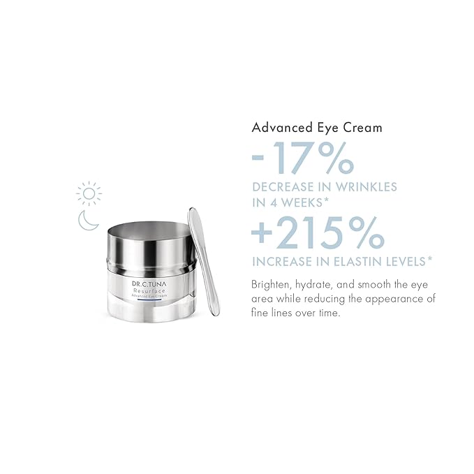 Farmasi Dr. C. Tuna Resurface Advanced Eye Cream, Natural and Organic Anti Aging, Wrinkles Eye Cream to Reduce Puffiness, Minimizes Under Eye Darkness, Brighter and Younger-Looking Eyes 0.5 oz/15 ml
