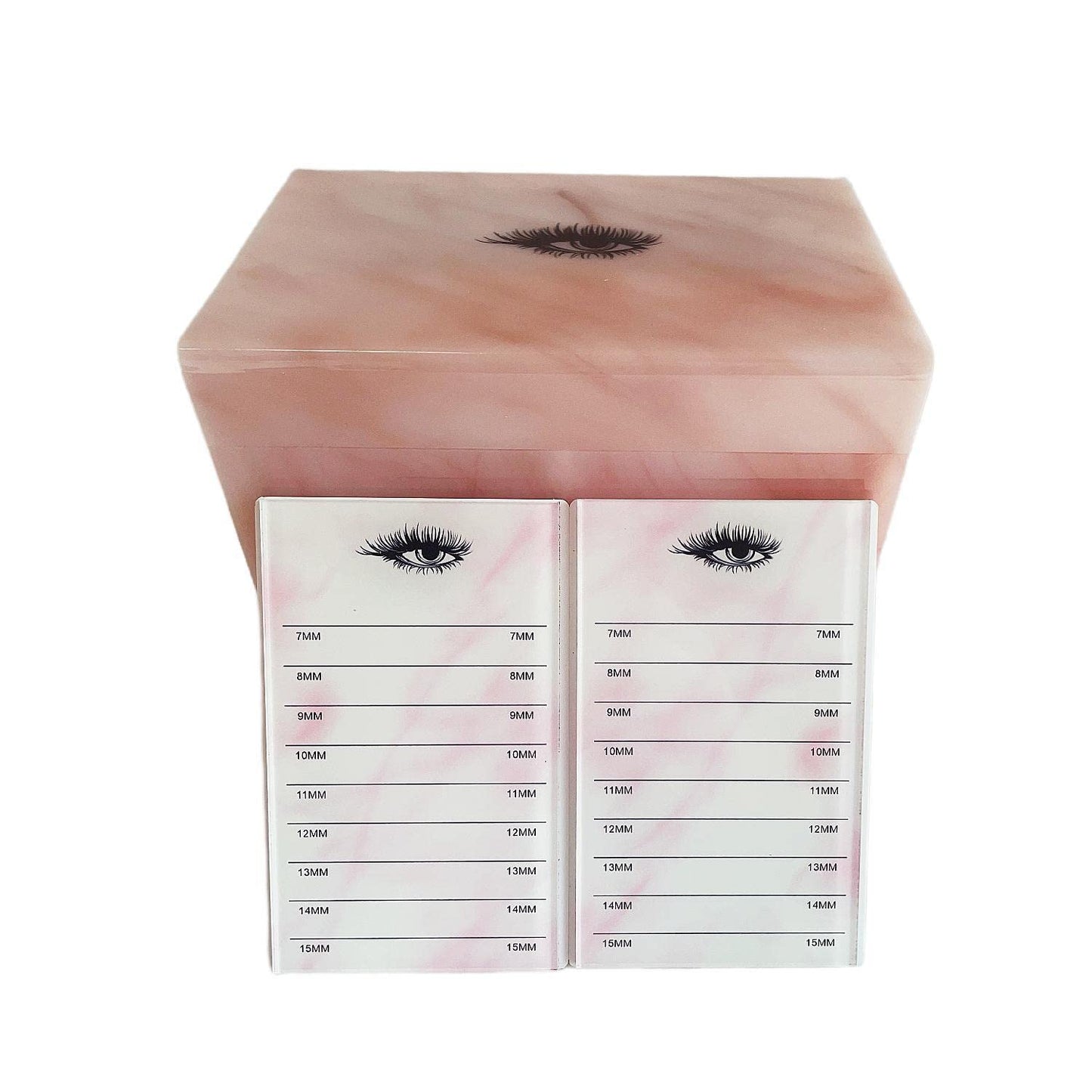 10 Layers Acrylic Eyelash Storage Box,Eyelash Holder Extension Tool,Makeup Organizer False Eyelashes Glue Pallet Holder, Grafting Eye lashes Close-Packed Display with 10 Pallets (Pink Marble)
