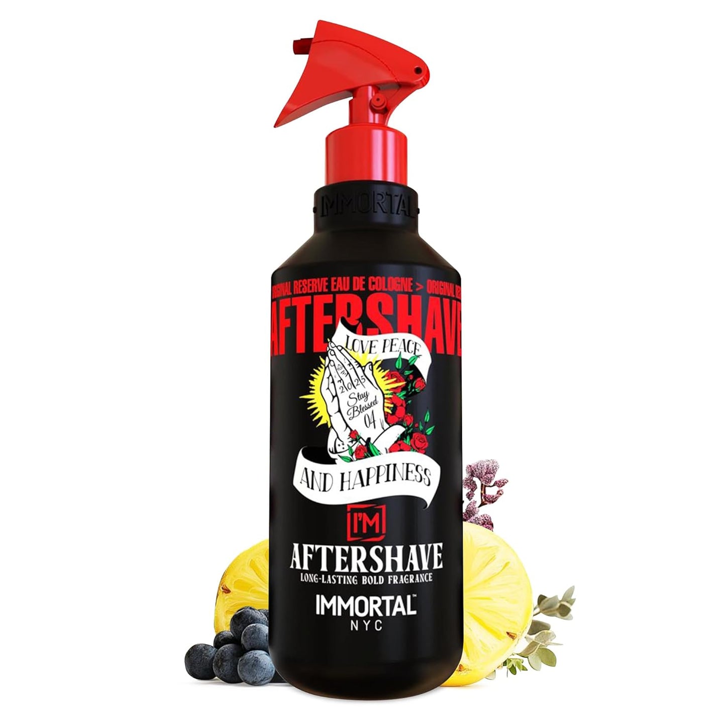 Immortal NYC Stay Blessed 04, After Shave Spray, Body/Face, Men's Cologne, 17 oz, Exclusive Barbers, Softens Skin, Refreshes, Disinfects and Relieves Face and Skin, Moisturizing Formula After Shaving