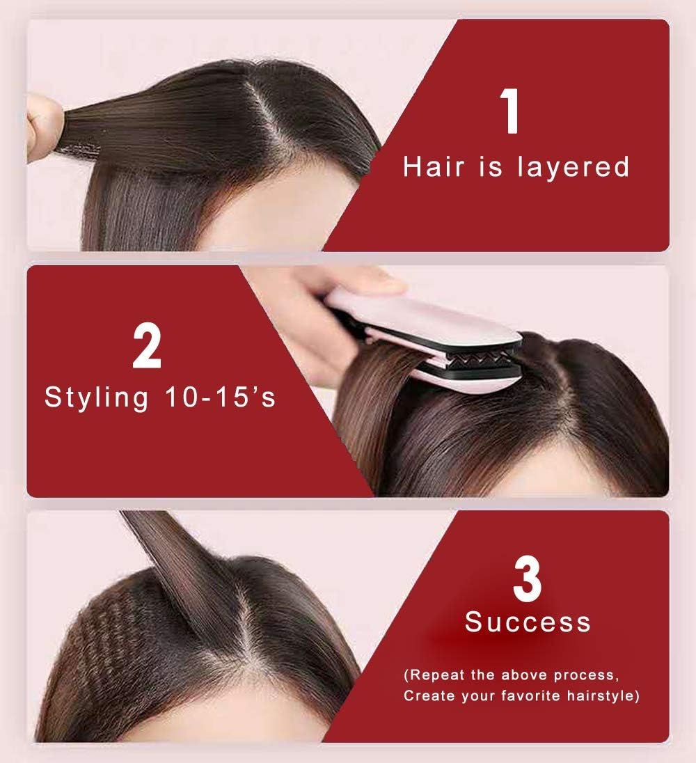 MBHAIR Ceramic Crimper Iron for Fluffy Hairstyle Curling Iron, Corrugation Crimper Hair Irons, Anti Static Ceramic Hair Crimping Iron Adjust Temperature (Red)