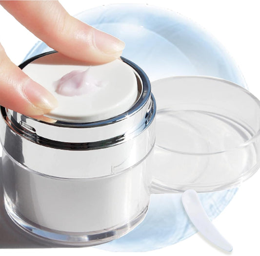 Airless Pump Jar, 15/30/50ml Refillable Skin Care Containers, Push Down Pump Dispenser Bottles for Lotions, Creams, Serums, And Makeup Travel Use