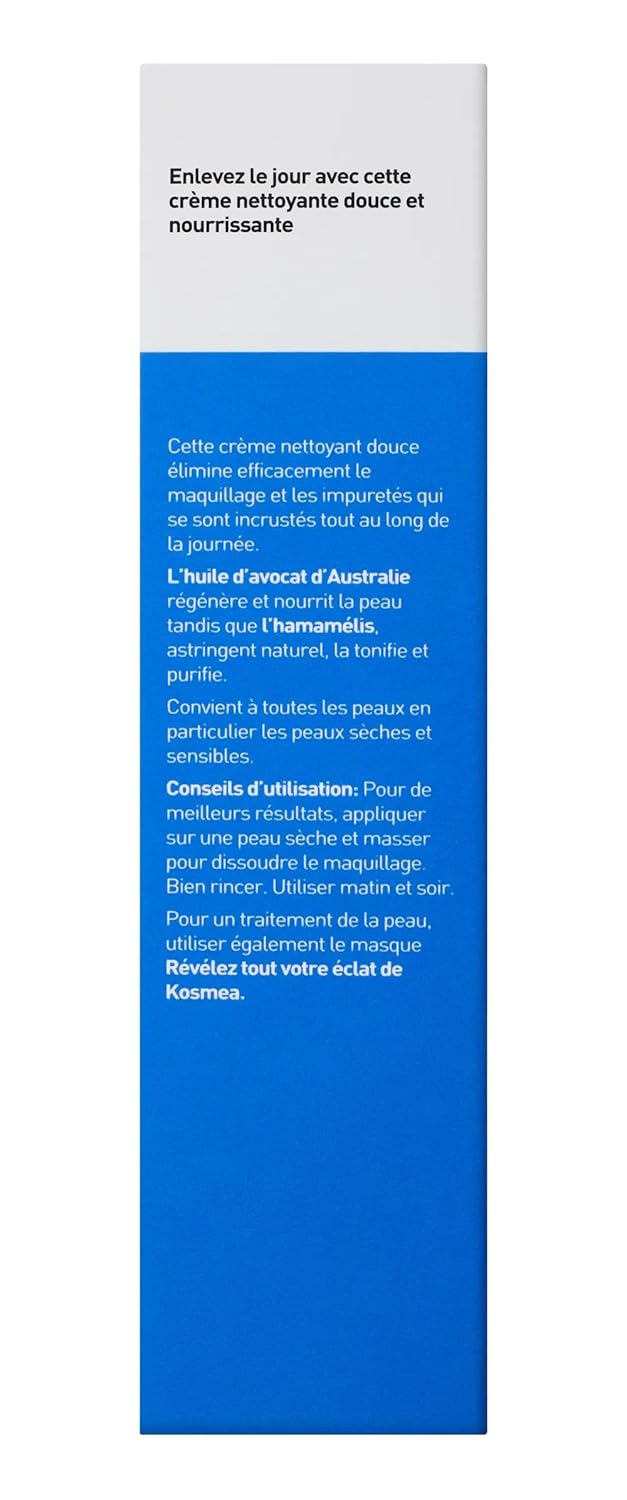 Kosmea Purifying Cream Cleanser – Hydrating Face Wash for Dry, Sensitive or Normal Skin – Rosehip and Avocado Oil with Vitamins A, B, D – Non-Drying Daily Cleanser – 5.07 fl oz