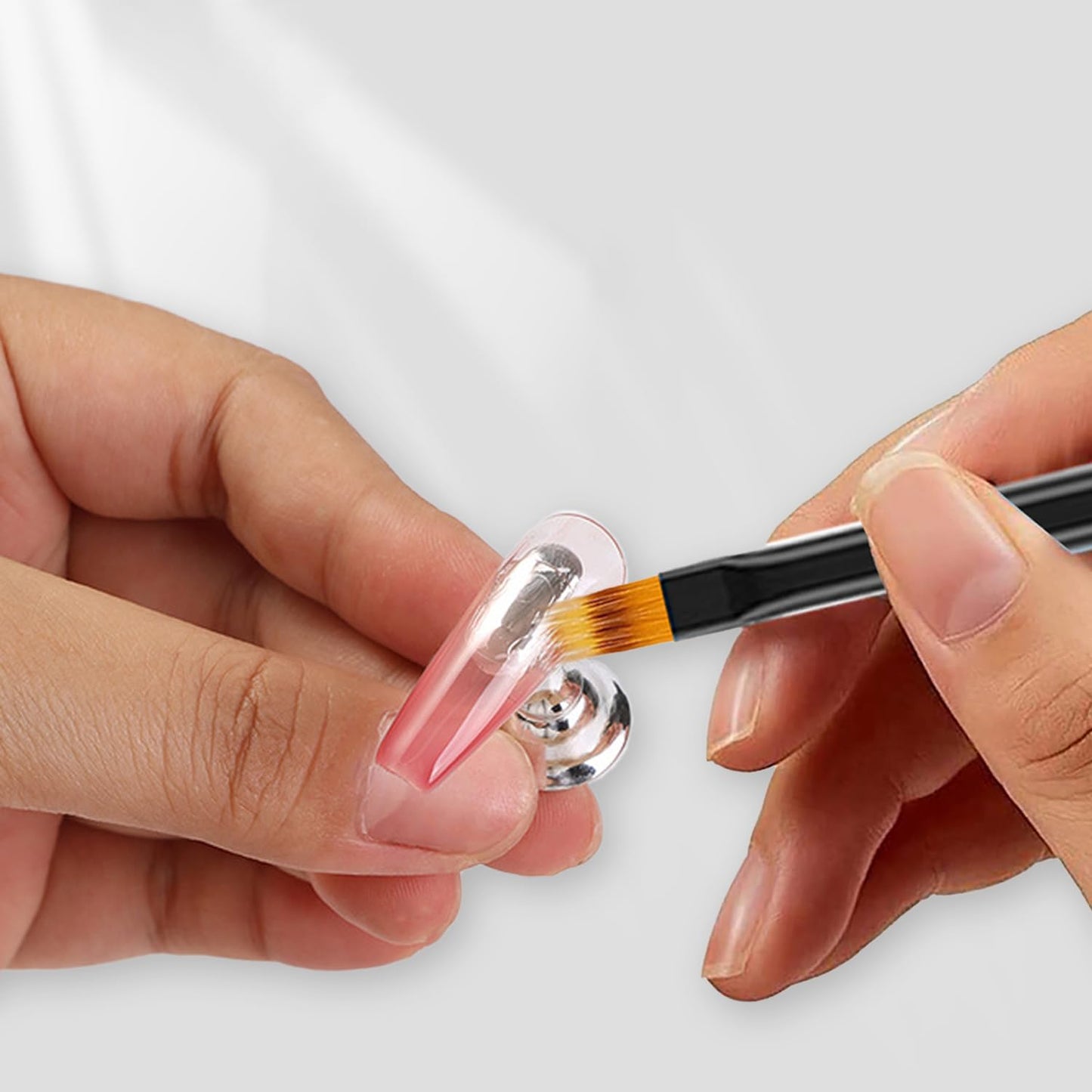 WOKOTO 5 Pcs Ombre Nail Brush for Acrylic Art Gradient Painting With Aurora Color Handle for Design and Gel Nails - Holographic Penholder