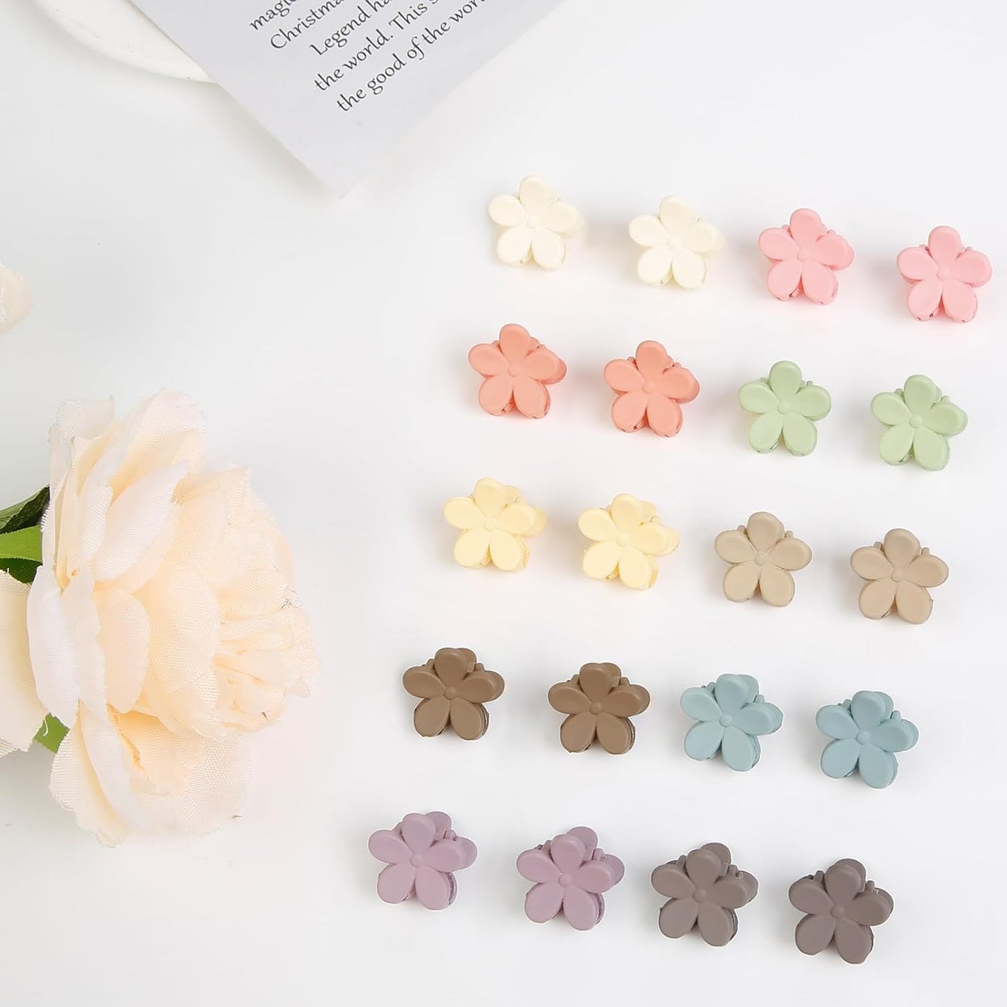 TERSE Mini Flower Hair Clip for Women Girls - 50Pcs Colorful Baby Hair Clips Cute Small Hair Clips Mini Claw Clips Strong Grip Toddler Hair Accessories for Hair Styling