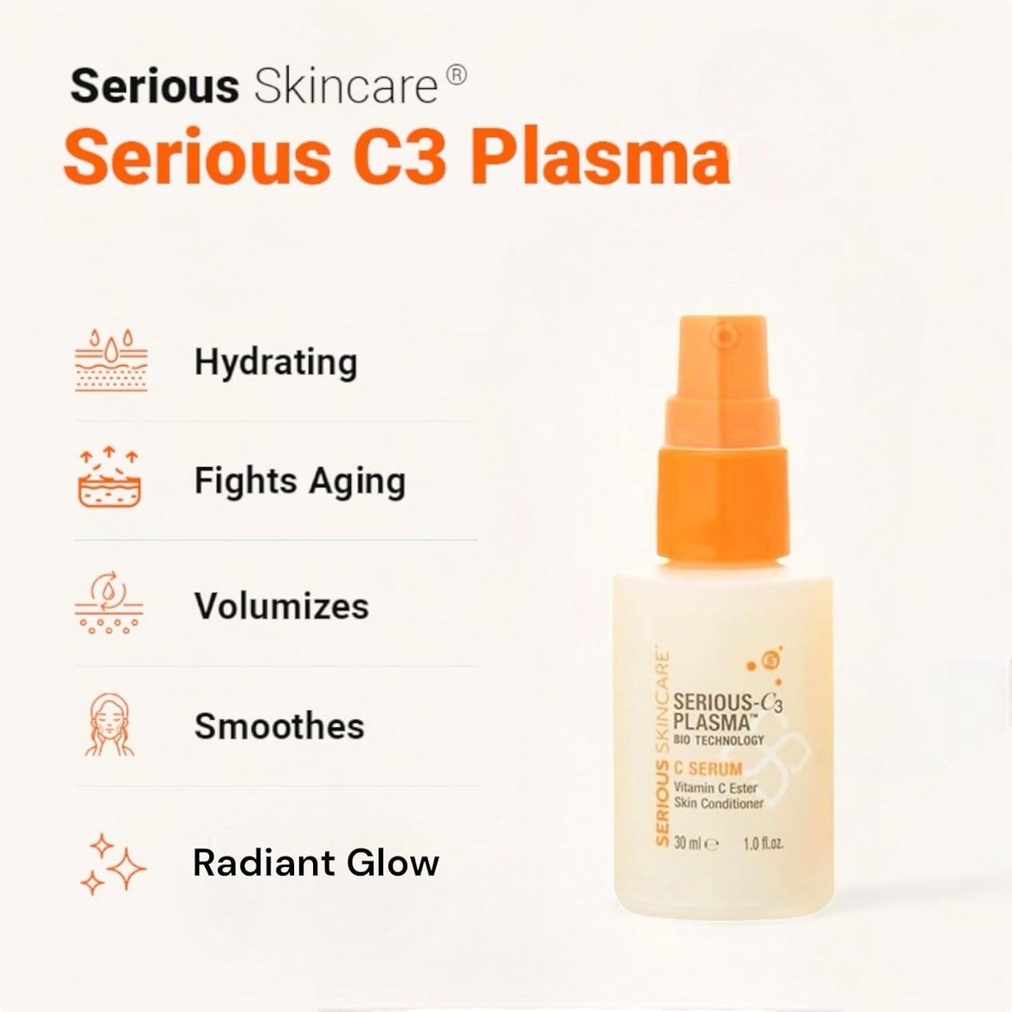 Serious Skincare Vitamin C Serum for Face, Anti-Aging Face Serum with Collagen, Vitamin E, Hydrating Skin Care for Brightening, Improve Appearance of Dark Spots, Tone, Fine Lines & Wrinkles 1 Fl Oz