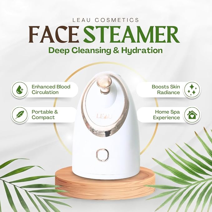 Leau Cosmetics Facial Steamer: Women's Mister for Deep Cleansing and Skin Care, Steam Face Steamer Device, Essence Infuser