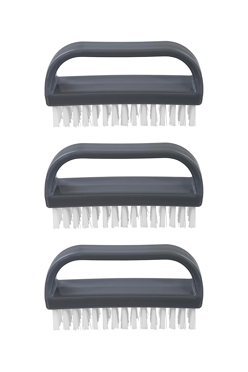 Superio Stiff Nail Brush with Handle 3 Pack Fingernail Scrub Cleaning Brushes for Toes and Nails, All-Purpose Cleaning Brush for Home, Kitchen, Work
