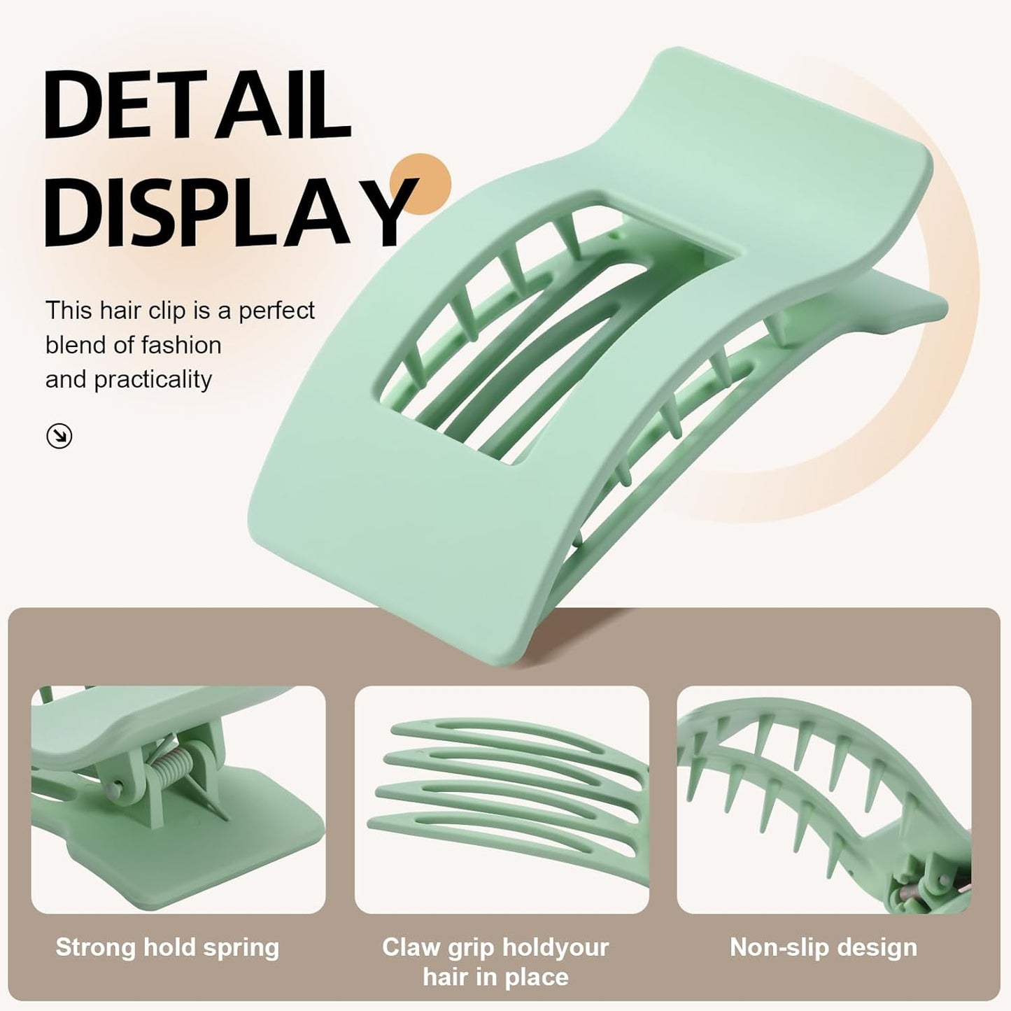 8 Pack French Flat Hair Clips for Women – Large Matte No-Slip Claw Barrettes for Thick & Thin Hair, Strong Hold Styling Accessories (Colorful)