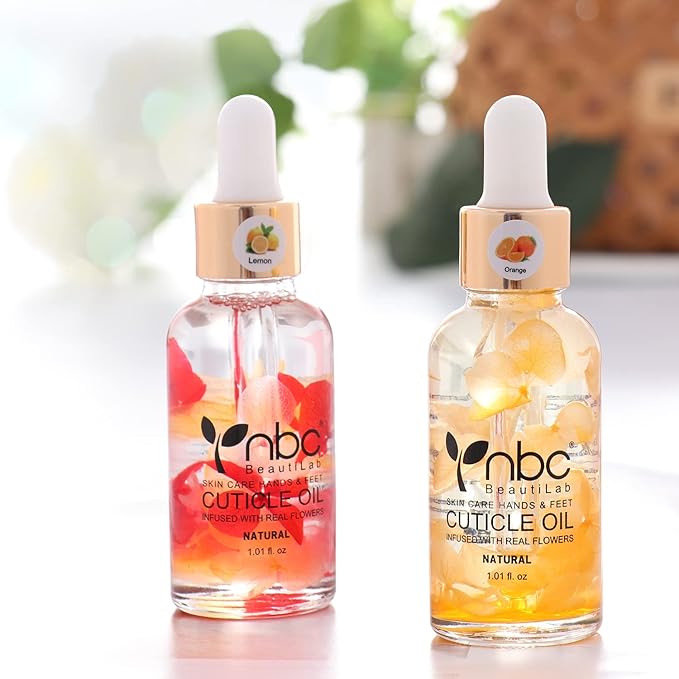 Nail Cuticle Oil, 2Pcs 30ml Lemon & Orange Cuticle Oil Set Nail Growth Oil with Vitamin E, Jojoba Oil Natural Plant-based Cuticle Oil for Nails Smoothing, Nourishing, and Moisturizing