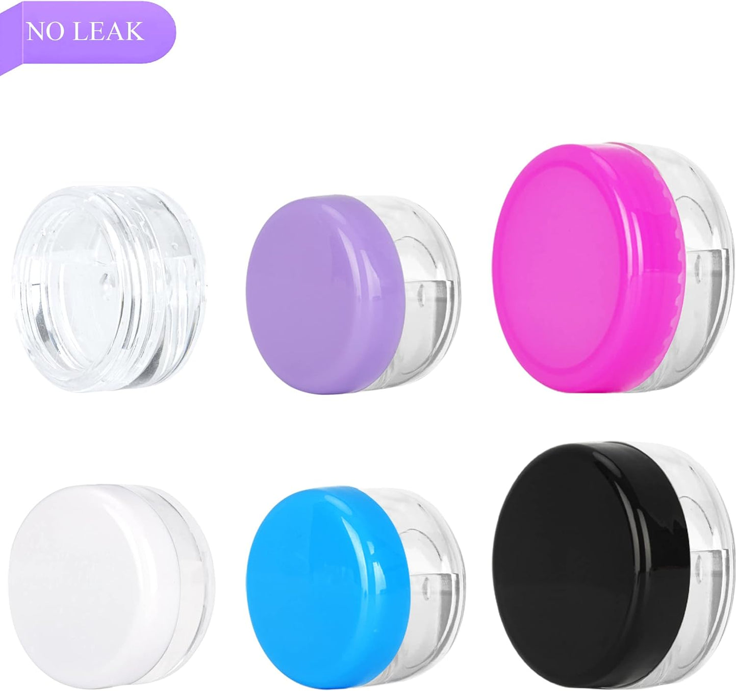200PCS 3 Gram Sample Containers, 3ml Empty Jars with Lids, Small Cosmetic Containers, Mini Sample Jars with 16PCS Mini Spatulas for Make Up, Oils, Lotion, Powder, Paint, Jewelry, Lip Balms(Purple Lid)
