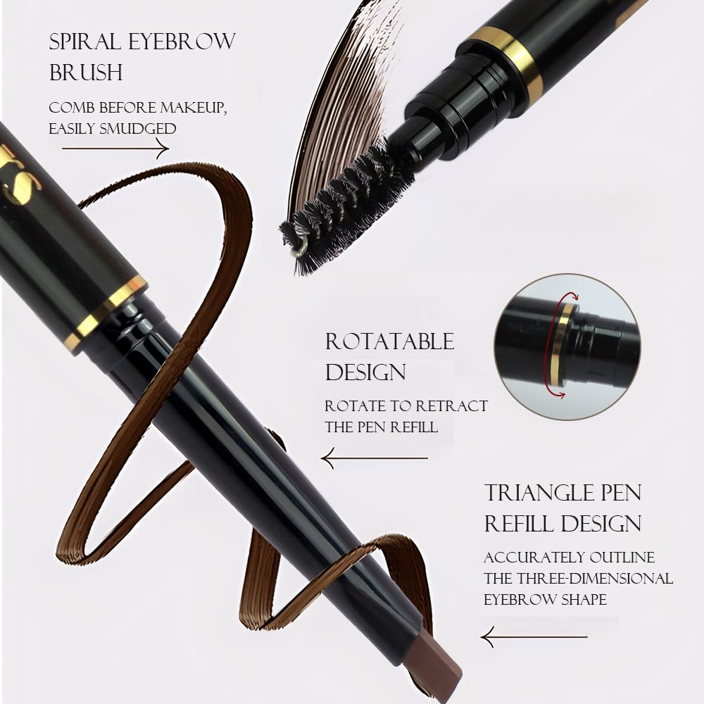 sam sugar 4-in-1 Eye Makeup Kit 4-Color Eyeshadow Palette Double-Ended Liquid Eyeliner Volumizing Mascara Eyebrow Pencil & Brush for Daily Makeup（03#）