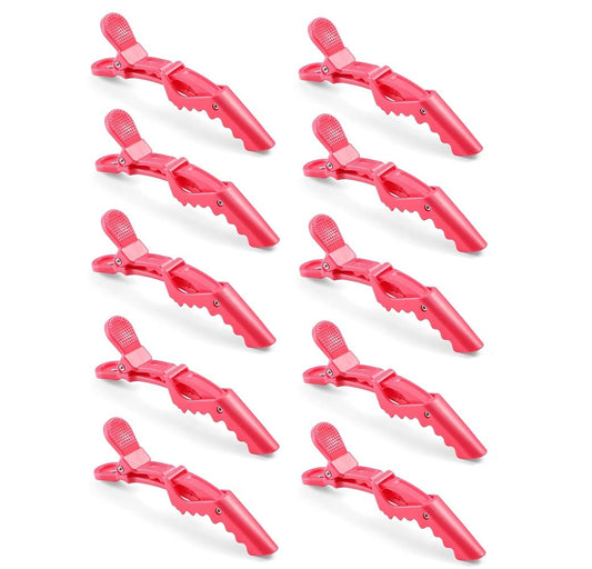 10pcs/set Croc Clips Transparent Plastic Hairdresser Clips Hair Styling Sectioning Barrettes Professional Non Slip Alligator Clips Salon DIY Accessories(10pcs-Watermelon Red)