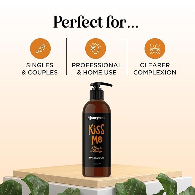 Mango Sensual Massage Oil for Couples - Alluring Tropical Full Body Massage Oil for Date Night and Nourishing Body Moisturizer with Sweet Almond - Vegan Non Staining Non Greasy Smooth Gliding Formula