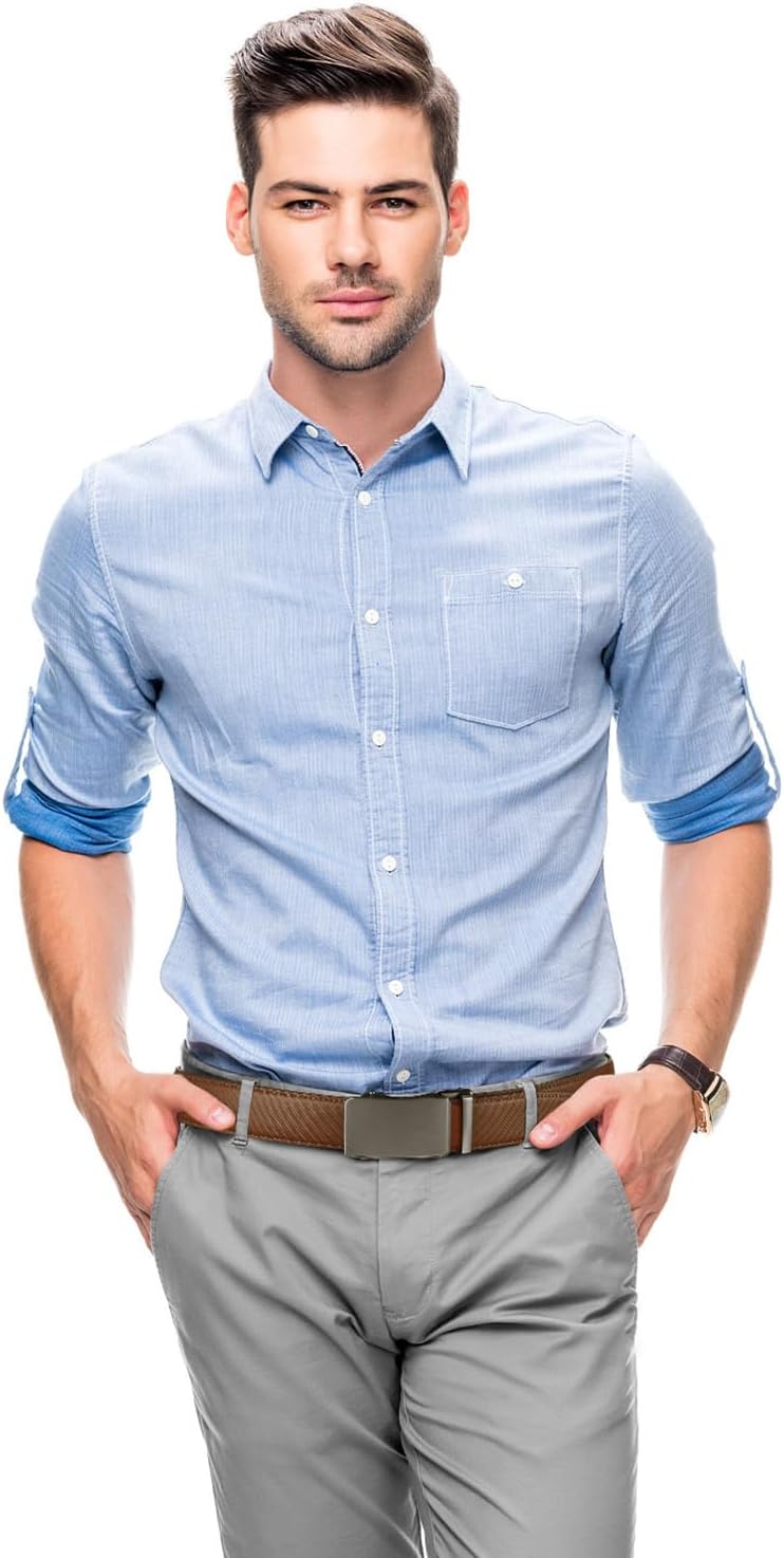 Zitahli Belt Men, Ratchet Belt Dress with 1 3/8" Premium Leather,Slide Belt with Easier Adjustable Automatic Buckle