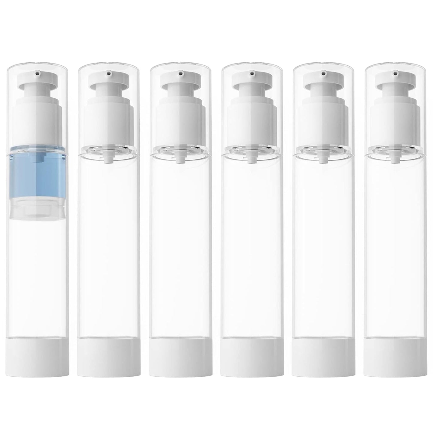 longway 4 Oz 120ml Clear Airless Cosmetic Cream Pump Bottle Travel Size Dispenser Refillable Containers/Foundation Travel Pump Bottle for Shampoo (Pack of 6)