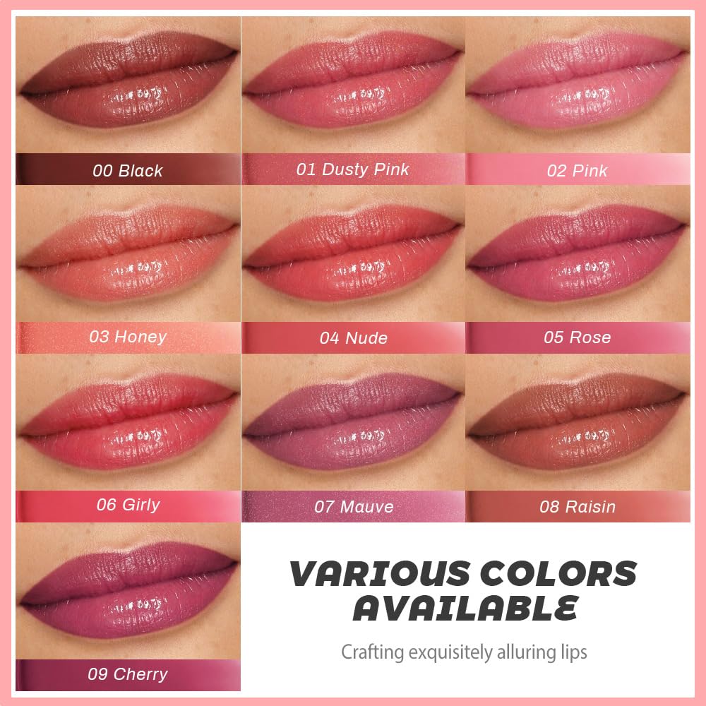 evpct Dusty Pink Honey Lipstick Tinted Lip Balm, Sheer Hydrating Shine Tinted Lipstick for Women, Moisturizing Lip Color, Nourishing Tinted Lip Balm Plumper Gloss Stain, Glossy Shiny Finish, 01